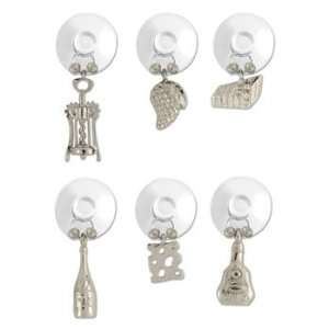  Wine Cellar Collection of Suction Cup Wine Charms   Silver 