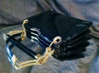 Womens Purses Patent Leather Handbag Black Clutch Chain Shoulder Bag 