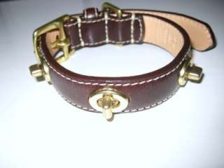 COACH XS Brown Leather Turnlock Charm Collar NIB w/Tags  