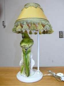   VINTAGE PARROT LAMP Meissen Style PORCELAIN Hollywood Regency  