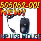 New Black HP USB Wired Optical Scroll Mouse 505062 001 PSA1044016286 