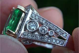   78 Carat Natural VS Colombian Emerald Diamond Ring 14k Gold GEM  