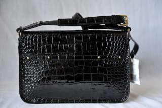 KATE SPADE Black Crocodile Embossed Croc Scout Crossbody Bag Handbag 