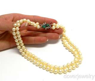 Antique Diamond 14K Gold Pearl Emerald Pendant Chocker Necklace NR 