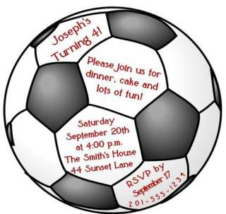 Custom Soccer Ball Birthday Party Invitation  