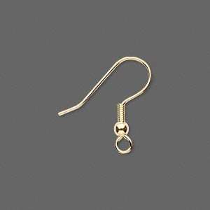  #10709 Gold plated earwire with ball, surgical steel 