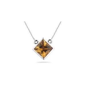 1.71 Cts Citrine Solitaire Pendant in 14K White Gold 
