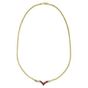  1.42 CTW Ruby and Diamond Necklace 14K Yellow Gold 