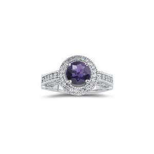  1.13 Cts Diamond & 1.30 Cts Amethyst Ring in 18K White 