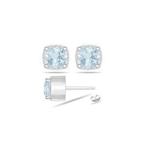  1.02 Cts Aquamarine Earrings in 14K White Gold Jewelry