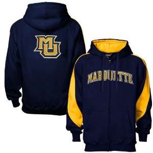  Marquette Golden Eagles Navy Blue Full Zip Varsity Hoody 