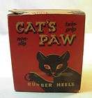 VINTAGE PAIR NON SLIP CATS PAW RUBBER SHOE HEELS IN DECORATIVE 
