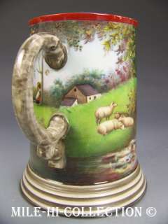 LIMOGES FRANCE HPAINTED SLEEPING SHEEP WATCHER   CHILDREN PLAYING BY A 
