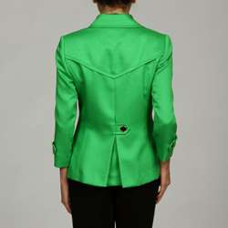   ASL Womens Hopsack 3 button Green Blazer Pant Suit  