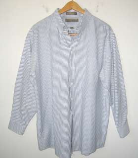 Mens CLAYBROOKE Blue Striped Oxford Dress Shirt 17.5/32 33  