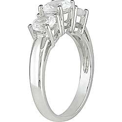 10k White Gold Created White Sapphire 3 stone Ring  