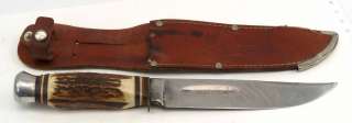 Vintage COMPASS Germany Hunting Knife with Leather Sheath  
