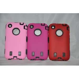 Body Armor for iPhone 3G / 3GS 3pc LOT Red,HotPink,LightPink & black