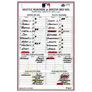  Mariners at Red Sox 7 05 2009 Game Used Lineup Card 