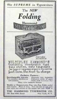 1921 Hammond Multiplex folding typewriter AD  