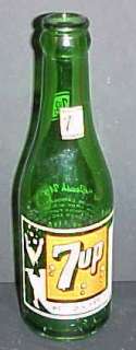 7up Bubble Girl 7 oz vintage green glass soda pop bottle Williston 