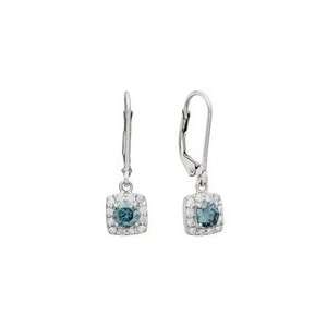   8CTW Color Treated Blue Diamond and White Diamond Earrings Jewelry