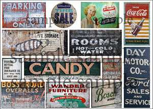 LARGE SHEET HO SCALE WEATHERED BUILDING SIGN DECALS #13  