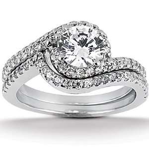 0.61 ct Diamond Wedding Band & Engagement Ring Set 14K 