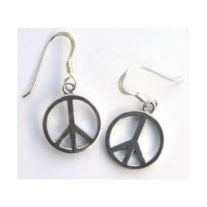  Peace Sign Earrings, Sterling Silver