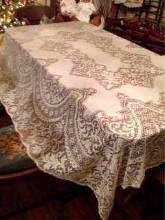 Antique Vintage Quaker Lace table cloth 70X85  