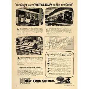   Ad New York Central Railroad Map Freight Trains   Original Print Ad