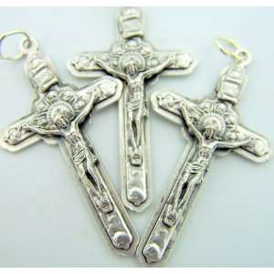 Lot 3 Rosary Part Catholic Crucifix Silver Gild Cross 1 3/4 Mother of 