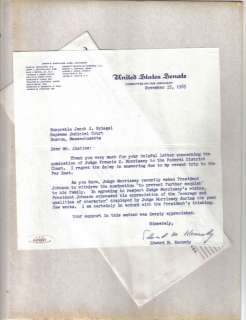 Edward Ted Kennedy autograph letter AAU certified  