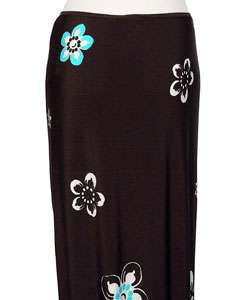 Adi Designs Long Brown Floral Skirt  