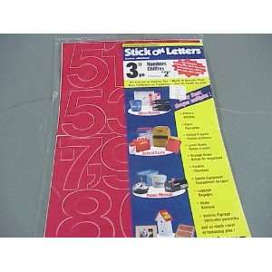  3 Helvetica Red Stick On Numbers Arts, Crafts & Sewing