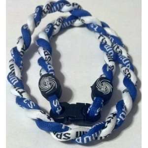   Blue/White 20 Titanium Sport Ion Tornado Twisted 2 Rope Necklace