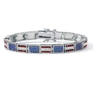   Jewelry Silvertone Red, White and Blue Crystal Bracelet Jewelry