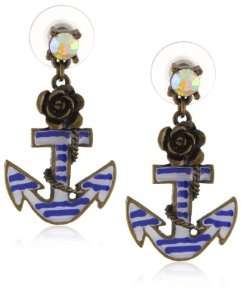  Betsey Johnson In the Navy Anchor Drop Earring Jewelry