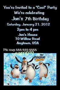 Print Your Own Penguins of Madagascar Invitation Birthday card 