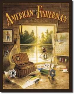 Kaatz American Fisherman Fishing Cabin Lodge Room Decor Metal Tin Sign 