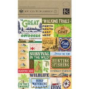  K&Company Boy Scout Camping Embossed Stickers Arts 