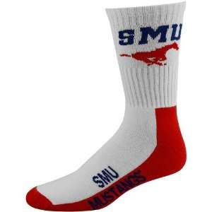 NCAA SMU Mustangs Crimson White Team Logo Crew Socks  