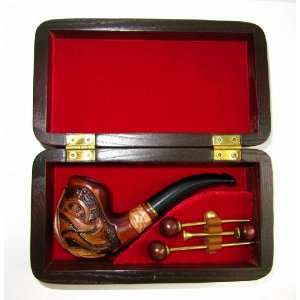  Pear Wood Hand Carved Tobacco Smoking Pipe Pirate + nice 