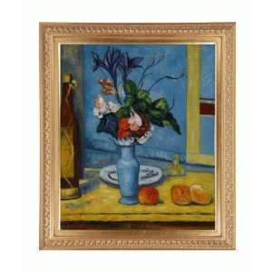 Oil Painting   Cezanne Paintings La Vase Bleu with Elegant Wood Frame 