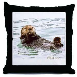  Sea Otter Funny Throw Pillow by 