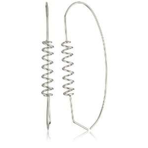   Crawford Elegant Oval Corkscrew Wire Form Sterling Silver Earrings