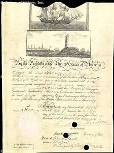 ANDREW JACKSON   WHALING SHIPS PAPERS SIGNED  