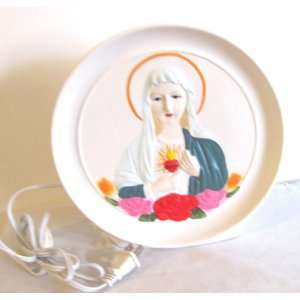 Blessed By Pope Benedetto Sacred Heart of Mary Religious Plate Night 