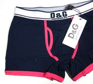 DOLCE & GABBANA° cotton boxer navy blue pink D&G NWT  