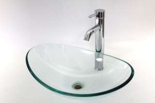 New Double layer Bathroom Clear Tempered Glass Vessel Sink Tropical 